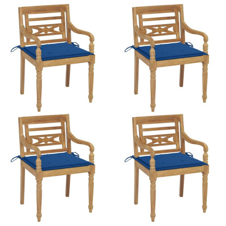 vidaXL Stoelen Batavia 4 st met kussens massief teakhout