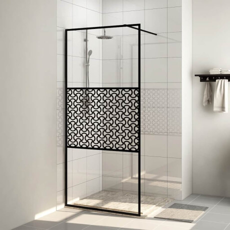 vidaXL Inloopdouchewand 115x195 cm ESG-glas transparant en zwart
