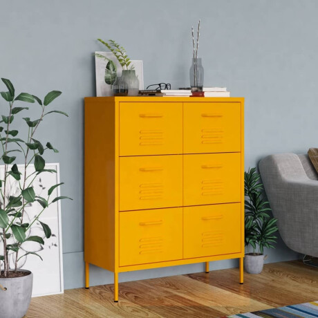 vidaXL Ladekast 80x35x101,5 cm staal mosterdgeel