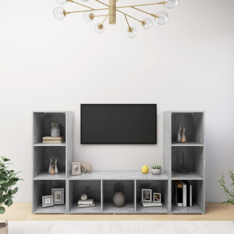 vidaXL Tv-meubelen 3 st 107x35x37 cm bewerkt hout betongrij