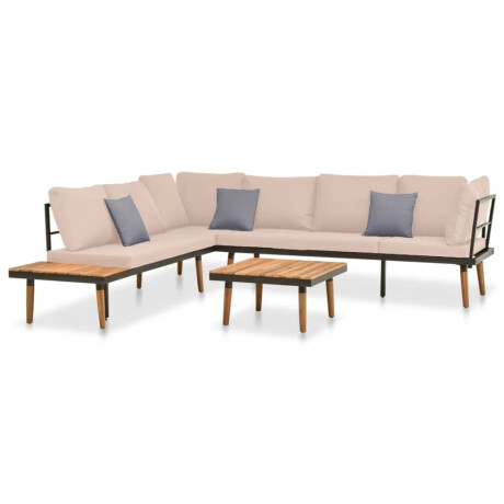 vidaXL 4-delige Loungeset met kussens massief acaciahout