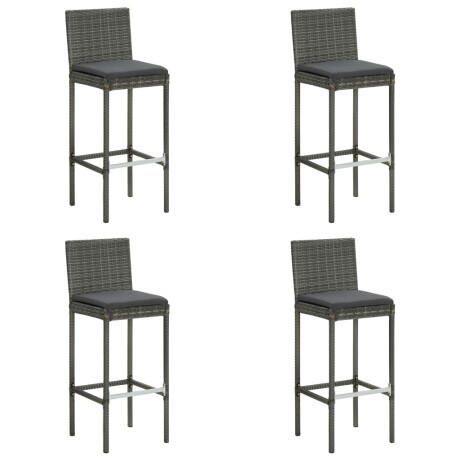 vidaXL Tuinbarkrukken met kussens 4 st poly rattan grijs