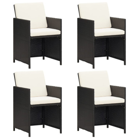 vidaXL Tuinstoelen met kussens 4 st poly rattan zwart
