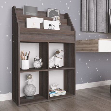 vidaXL Kindertijdschriftenrek 71x30x114 cm bewerkt hout grijs en eiken