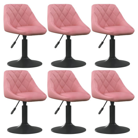 vidaXL Eetkamerstoelen draaibaar 6 st fluweel roze