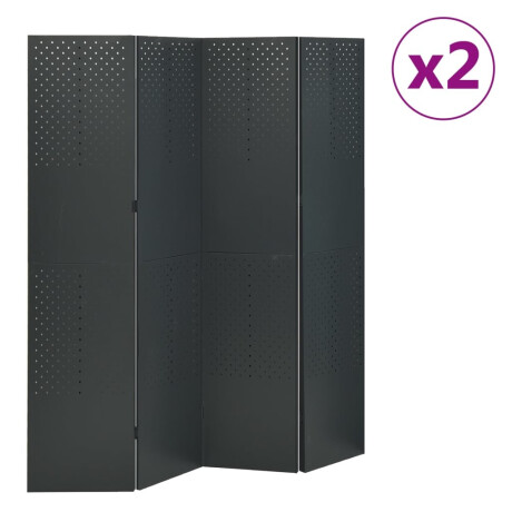 vidaXL Kamerschermen 2 st met 4 panelen 160x180 cm staal antraciet