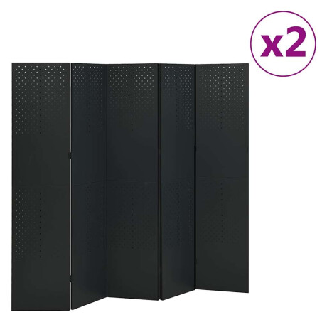vidaXL Kamerschermen 2 st met 5 panelen 200x180 cm staal zwart