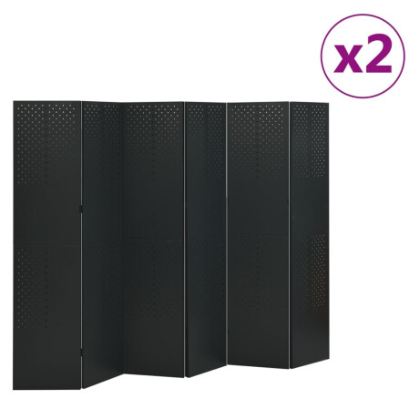 vidaXL Kamerschermen 2 st met 6 panelen 240x180 cm staal zwart