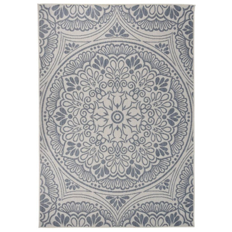 vidaXL Buitenkleed met patroon platgeweven 160x230 cm blauw