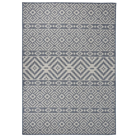 vidaXL Buitenkleed met patroon platgeweven 140x200 cm blauw