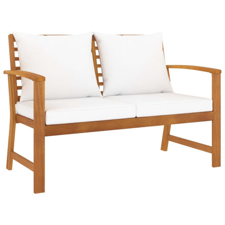 vidaXL Tuinbank 120 cm en crèmekleurig kussen acaciahout