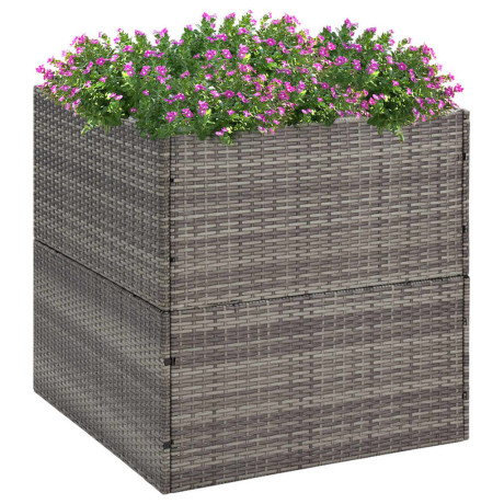 vidaXL Plantenbak 80x80x80 cm poly rattan grijs