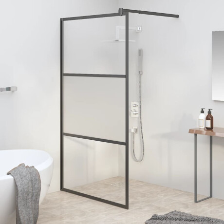 vidaXL Inloopdouchewand 115x195 cm halfmat ESG-glas zwart