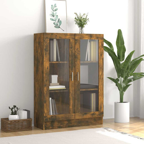 vidaXL Vitrinekast 82,5x30,5x115 cm bewerkt hout gerookt eikenkleurig