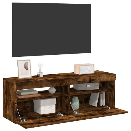 vidaXL Tv-meubels 2 st met LED-verlichting 60x35x40 cm gerookt eiken