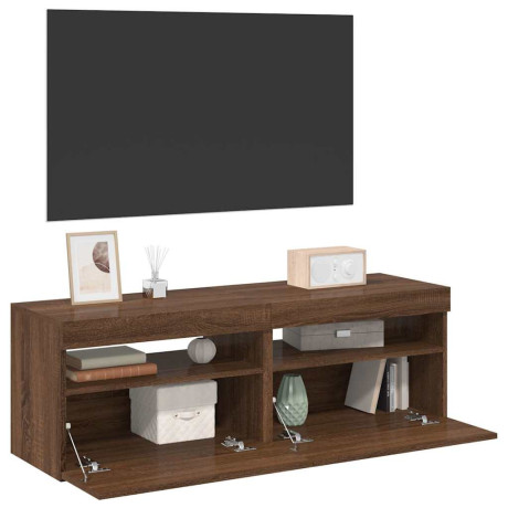 vidaXL Tv-meubels 2 st met LED-verlichting 60x35x40 cm bruineikenkleur