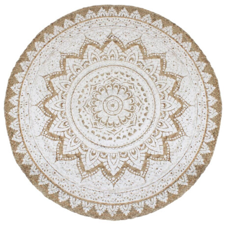 vidaXL Tapijt met print rond 180 cm gevlochten jute