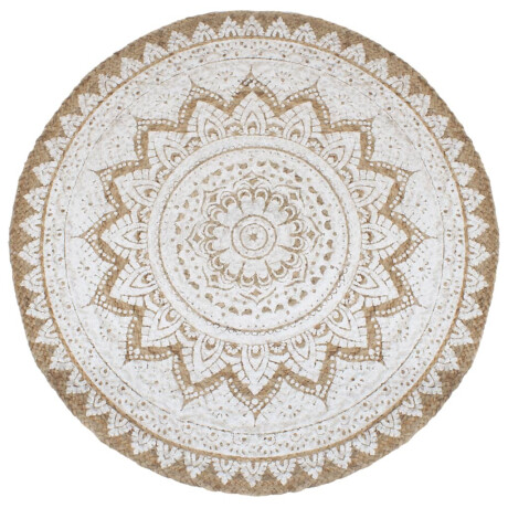 vidaXL Tapijt met print rond 210 cm gevlochten jute