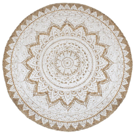 vidaXL Tapijt met print rond 210 cm gevlochten jute