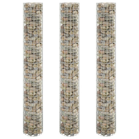 vidaXL Gabion plantenbakken 3 st rond verhoogd Ø30x200 cm staal