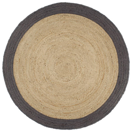 vidaXL Vloerkleed handgemaakt met donkergrijze rand 210 cm jute