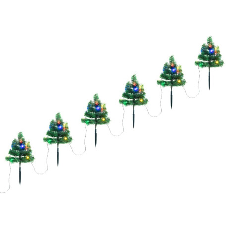 vidaXL Tuinpadkerstbomen 6 st met meerkleurige LED's 45 cm PVC