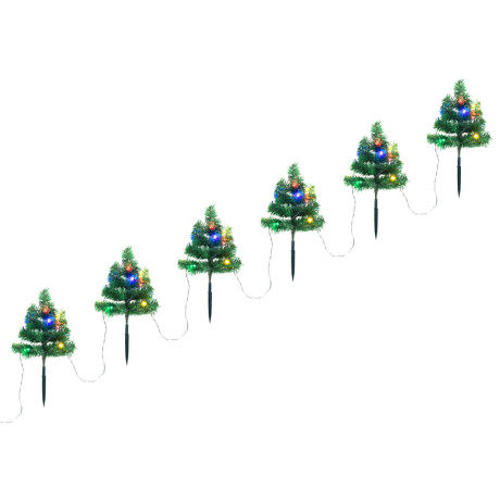 vidaXL Tuinpadkerstbomen 6 st met meerkleurige LED's 45 cm PVC