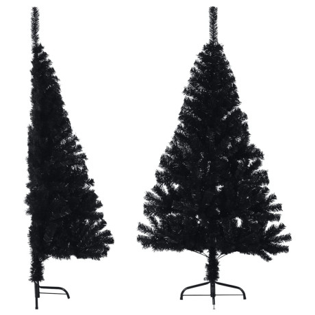 vidaXL Kunstkerstboom met standaard half 150 cm PVC zwart