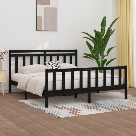 vidaXL Bedframe massief grenenhout zwart 200x200 cm