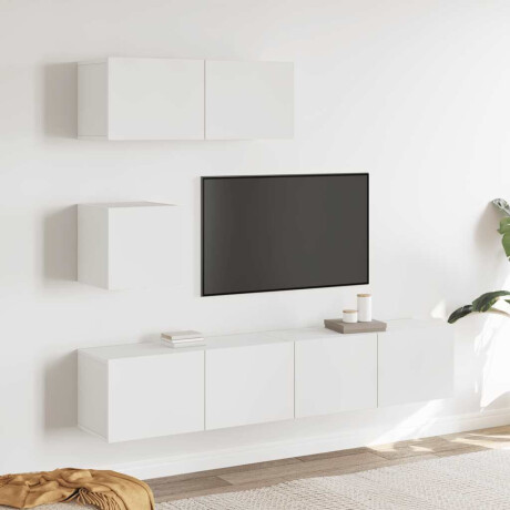 vidaXL 4-delige Tv-meubelset bewerkt hout wit