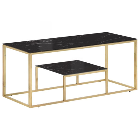 vidaXL Salontafel roestvrijstaal en gehard glas goudkleurig