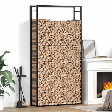 vidaXL Haardhoutrek 110x28x214 cm staal matzwart