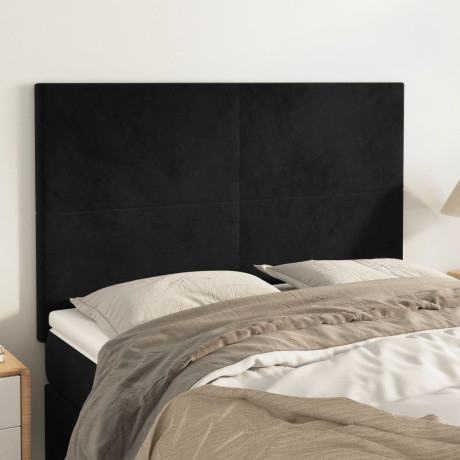 vidaXL Hoofdbord zwart 144x5x118/128 cm fluweel