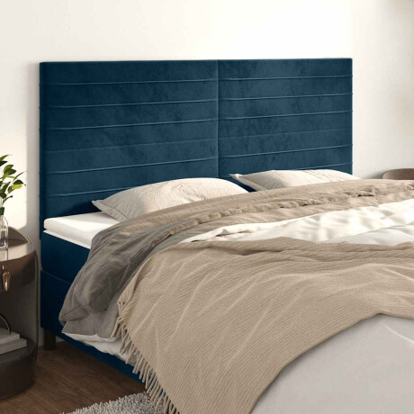 vidaXL Hoofdbord donkerblauw 200x5x118/128 cm fluweel