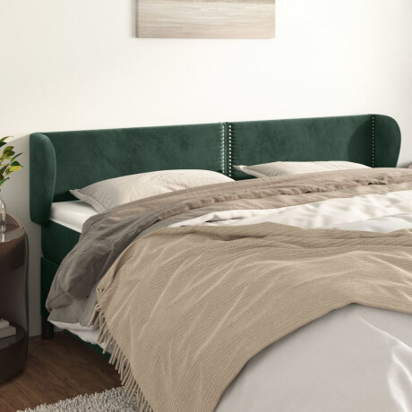vidaXL Hoofdbord met randen 163x23x78/88 cm fluweel donkergroen
