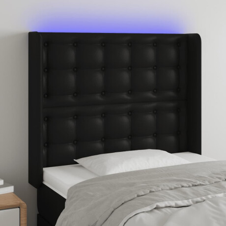 vidaXL Hoofdbord LED 93x16x118/128 cm kunstleer zwart