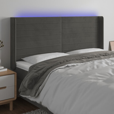 vidaXL Hoofdbord LED 163x16x118/128 cm fluweel donkergrijs