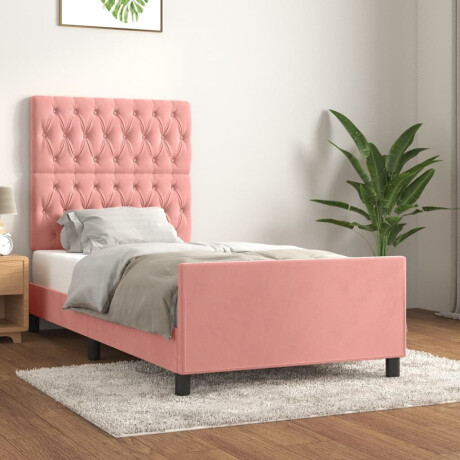 vidaXL Bedframe met hoofdeinde fluweel roze 90x190 cm