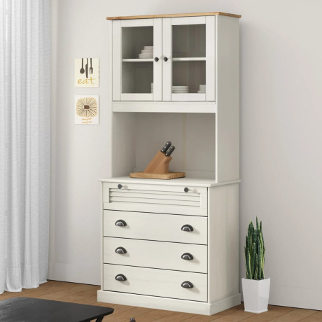 vidaXL Hoge kast VIGO 80x40x176 cm massief grenenhout wit