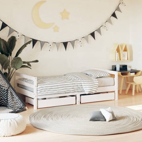 vidaXL Kinderbedframe met lades 80x160 cm massief grenenhout wit