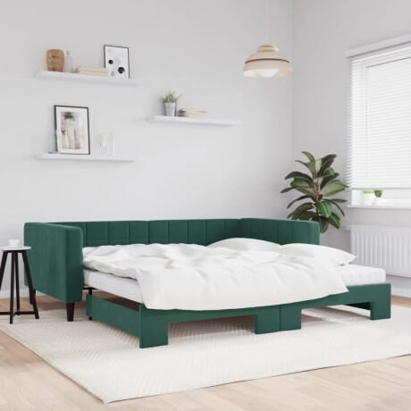 vidaXL Slaapbank onderschuifbed matrassen 100x200cm fluweeldonkergroen