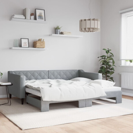 vidaXL Slaapbank met onderschuifbed 90x190 cm stof lichtgrijs