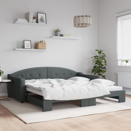 vidaXL Slaapbank met onderschuifbed 100x200 cm stof donkergrijs