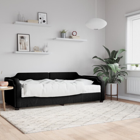 vidaXL Slaapbank met matras 100x200 cm stof zwart