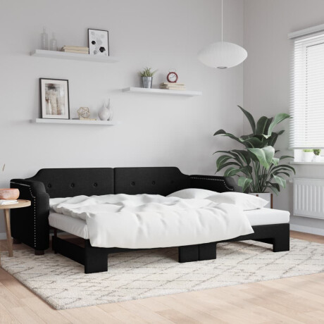 vidaXL Slaapbank met onderschuifbed 100x200 cm stof zwart