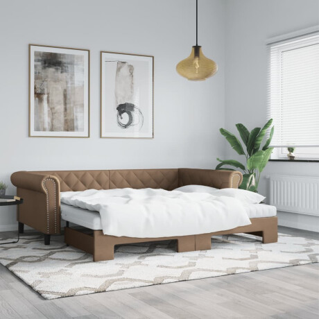 vidaXL Slaapbank onderschuifbed en matrassen 90x200 cm kunstleer