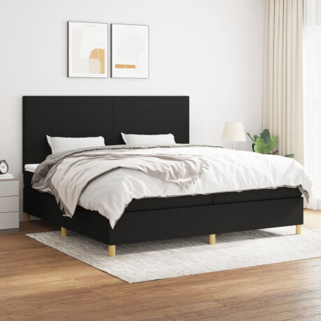 vidaXL Boxspring met matras stof zwart 200x200 cm
