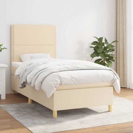 vidaXL Boxspring met matras stof crèmekleurig 90x190 cm