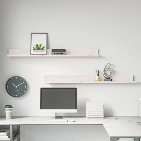 vidaXL Wandkasten 2 st 110x11x9 cm massief grenenhout wit