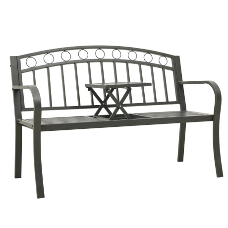 vidaXL Tuinbank met tafel 120 cm staal grijs